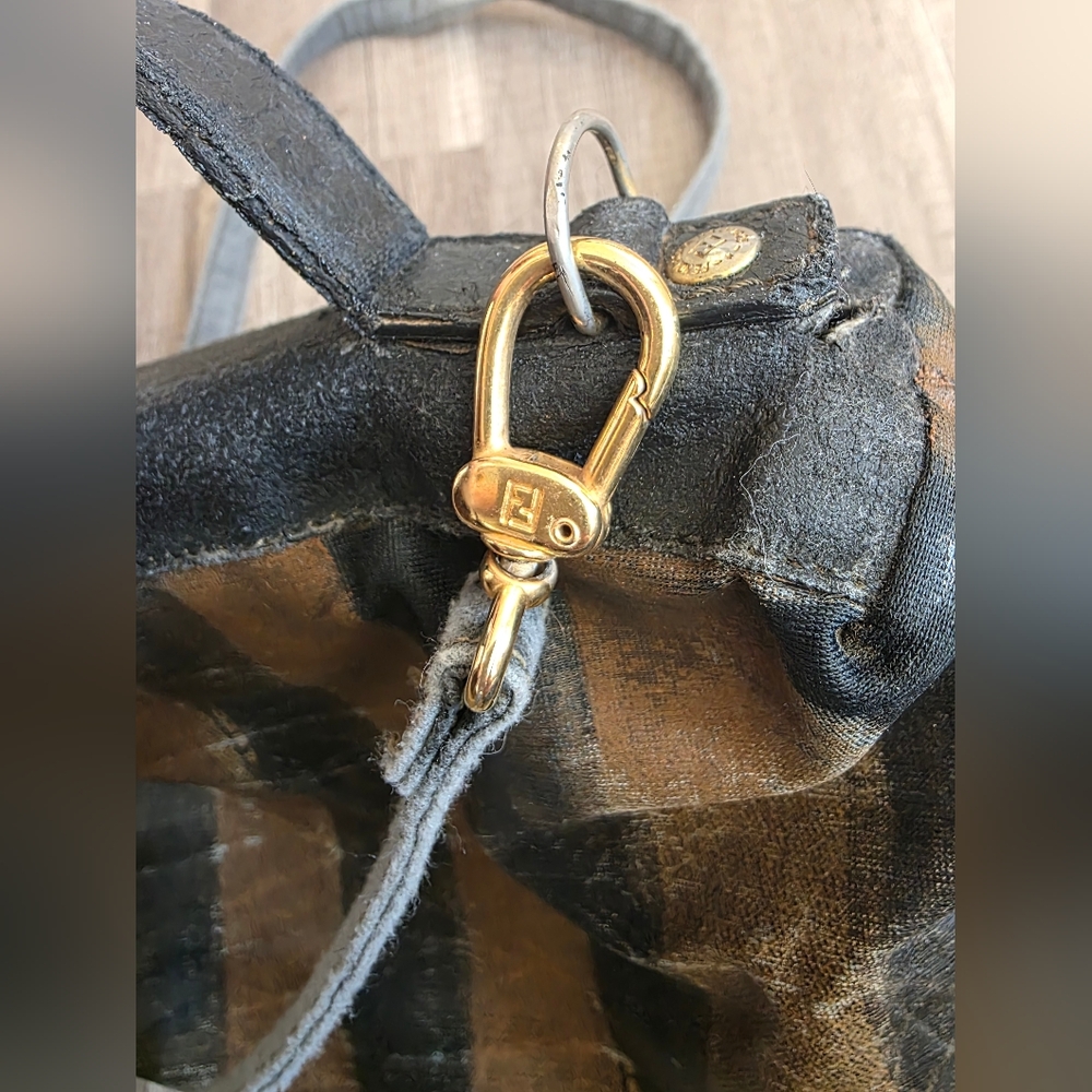 FENDI Pequin Striped Crossbody Bag Upcycled Designer Authentic Flawed Preppy Y2K - Picture 9 of 16